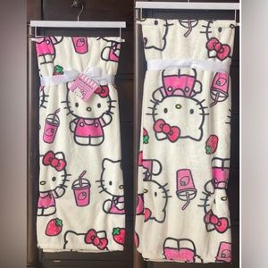 HTF Viral Hello Kitty Strawberry 🍓 Milk Plush Throw.  LAST ONE!!😳😳